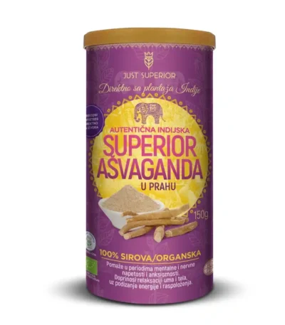 Ašvaganda je jedna od najvažnijih ajurvedskih biljaka sa adaptogenim svojstvima. Vrlo efikasno deluje na umirivanje nervne napetosti, uz podizanje energije, raspoloženja i libida – kombinacija koja je učinila izuzetno popularnom u zapadnom svetu.