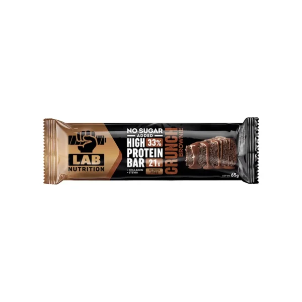 LAB Nutrition Hrskavi proteinski bar brauni bez šećera 65g